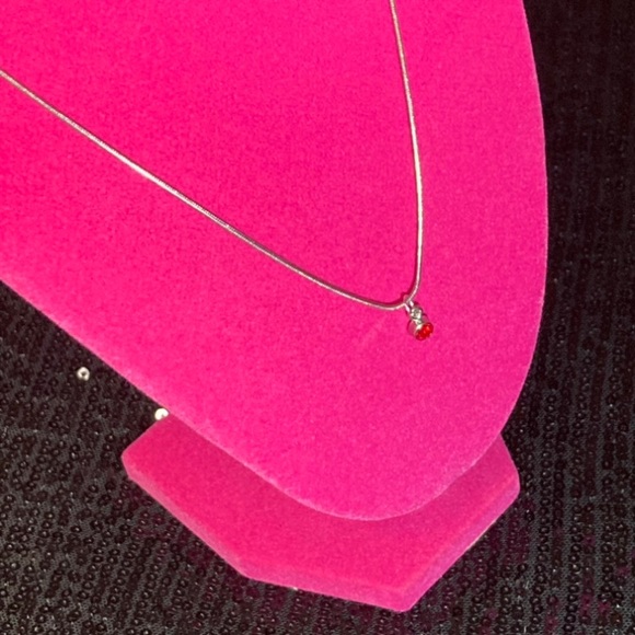 July Ruby Sterling Silver Necklace Birthday Birthstone Month Rhinestone gift Y2K - Picture 6 of 17